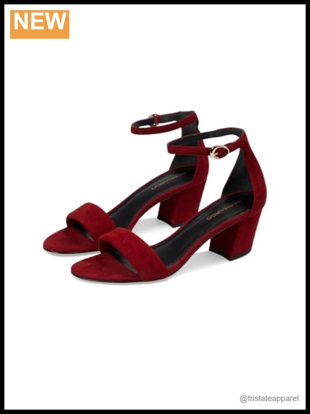 Bernardo Bowie Leather Sandals Flare Heel Ankle Strap Buckle Open Toe